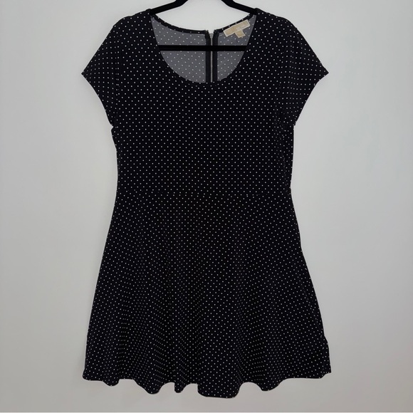 Michael Kors Black White Polka Dot Fit and Flare Dress Cap Sleeve Size XL - Picture 1 of 8